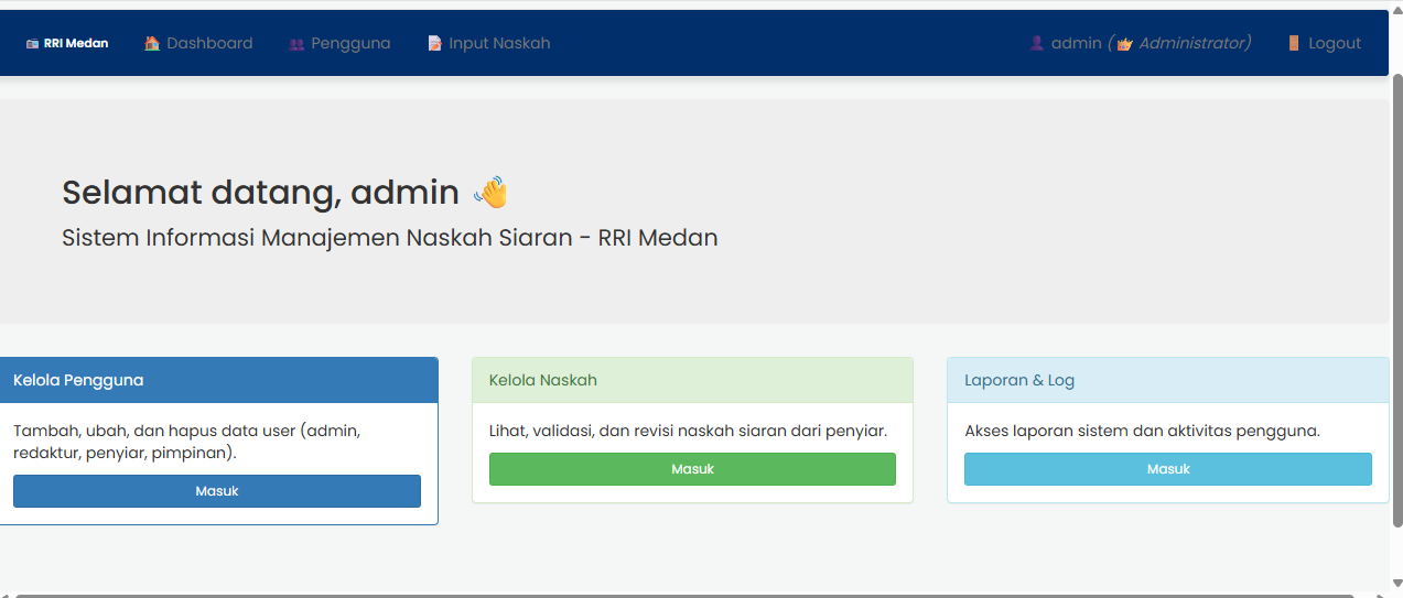Visualisasi Proyek Sistem Informasi Manajemen Naskah Siaran RRI Medan